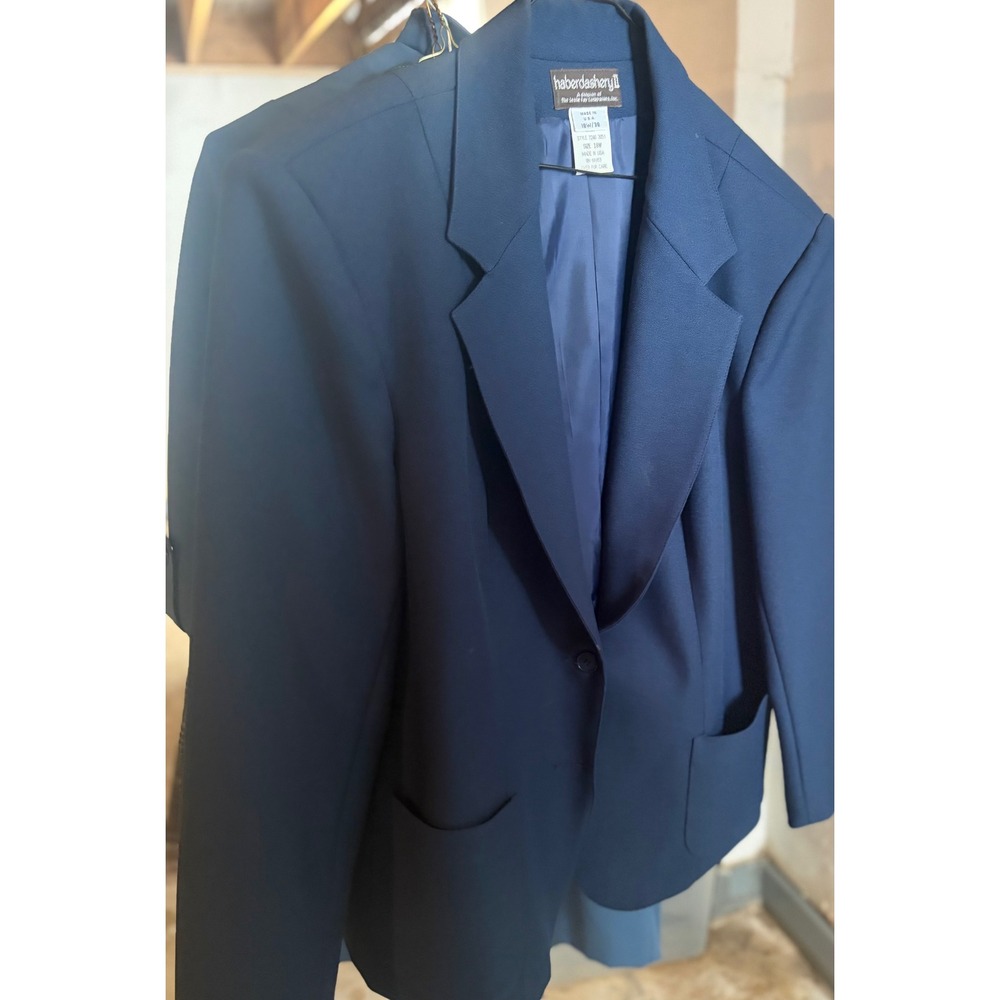 Haberdashery II Leslie Fay Navy Blue Blazer Jacket Vintage USA Made Size 18W